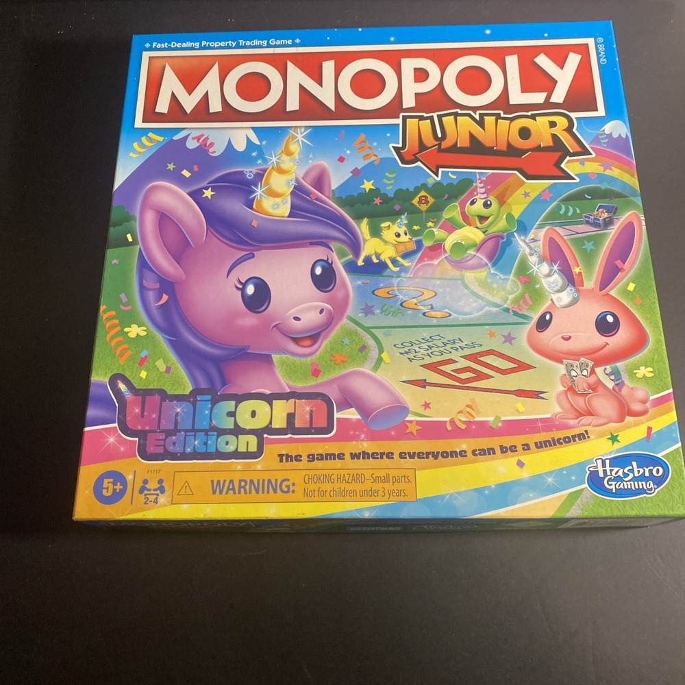 Hasbro Monopoly Junior Unicorn version Complete Game! Open box never played